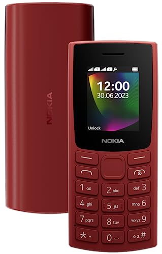 Nokia 106 Dual Sim, Keypad Phone with Built-in UPI Payments App, Long-Lasting Battery, Wireless FM Radio & MP3 Player, and MicroSD Card Slot | Red