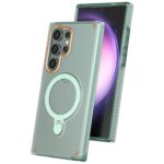 TIJAS for Samsung Galaxy S24 Ultra Magnetic Phone Case Kickstand TPU+PC Mobile Phone Cover (Mint Green)