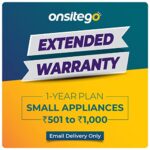 ONSITEGO 1 Year Extended Warranty For Small Household Appliances From Rs 501-1000 (Email Delivery - No Physical Kit), White