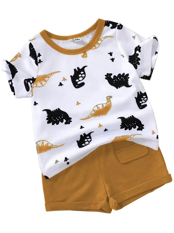 Lofn Stylish Printed Kids Clothing Sets baby boy dress baby girl dress (KDST78-WHCP)