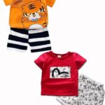 Lofn Stylish Printed Kids Clothing Sets baby boy dress baby girl dress Pack of 2 (KDST84OR-KDST2RD)