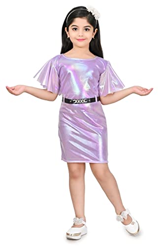 SPAMitude - Girls Midi Knee Length Party Dress | Festive Party Dress for Girls| Knee Length Bodycon Dress | Fashion Sleeve Fancy Dress for Birthday Girl