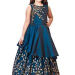 White Button Girl's Blue Foil A-Line Maxi Dress Gown