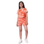 TeenTrums Tie Dye Co-ord Set with Boat Neck Tshirt & Shorts 100% Cotton, Fashion For Youth, Stylish Teen Fashion Collection, Trendsetter Pink Tie Dye Set for Girls, Age 05 to 16 Years