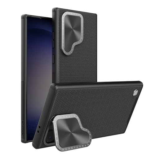 Nillkin Case for Samsung Galaxy S24 Ultra (6.8" Inch) Textured Prop Flip Lens Camera Cover Stand Media View Polyamide Fiber PC + TPU Black Color