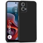 WOW IMAGINE Motorola Moto G34 5G Slim Ultra Soft Rubberised Back Cover | Inner Velvet Fabric Lining | Matte Silicone Flexible Camera Protection Back Case - Black