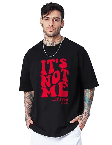 LEOTUDE Men's Short Sleeve With Round Neck, Oversized Longline Drop Shoulder, Very Trendy Printed, Boho Style Regular Fit T-Shirt |