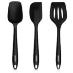 AGARO Deluxe Silicone Spatula Set of 3, Cooking and Mixing, for Non-Stick Cookware, BPA Free, Seamless Design, Black