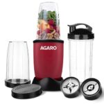 AGARO Regal 3 Jar Personal Blender, 400 Watts, Mixer/Grinder/Smoothie/Juice Maker, Serrated & Cross Ss Blade, Copper Motor, Juices, Nut Butter, Milkshakes, Idli/Dosa, Indian Spice Masala & Chutney