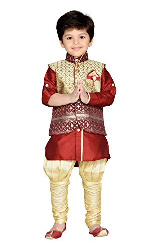 AJ DEZINES Kids Ethnic Wear Kurta Pyjama Waistcoat Set for Boys