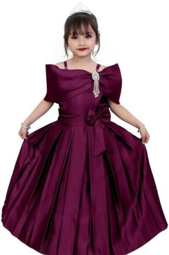 AJIJA FASHIONS Casual Fashionable Satin Off-Shoulder Fashion Sleeve Maxi/Full Length Gown Dress for Girls