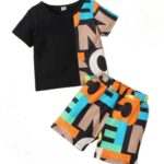 ALHANUMERIC Boy's T-Shirt and Shorts Set | Cotton Kids Printed Dress