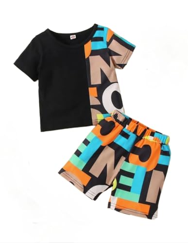 ALHANUMERIC Boy's T-Shirt and Shorts Set | Cotton Kids Printed Dress
