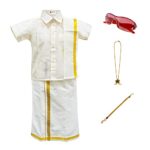 AMIRTHA FASHION Boys Traditional Dhoti & Shirts SET WITH ACCESSORIES (CREAM WHITE)