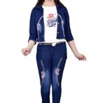 Arshia Fashions Girls Top and Jeans Set with Denim Jacket GR499