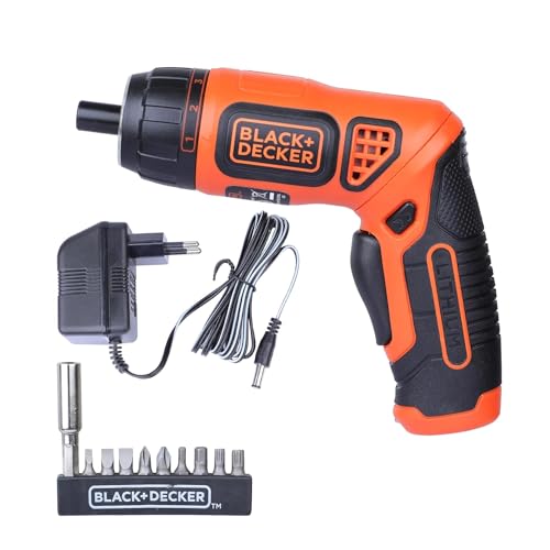 BLACK+DECKER BDCS36F-IN Li-Ion Cordless Screwdriver Kit with 10 Screwdriver Bits, 3.6 volts, 7 Torque Positions & LED Guiding Light for Home & Professional Use, 1 Year Warranty (Orange)