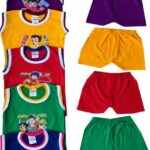 Baby Dress Boy and Girl Sleeveless Soft Hosiery Vests,Jhabla T-Shirt with Shorts Pants Dress Babies Night Suit Dress for Kids Infant Toddler New Born Clothes (Pack of 6) (1-2 Year)