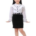 Badshah New Girl's Knee-Length Skirt Velvet Dress