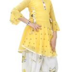 Blushup by Arshia Fashions Girls Floral Printed Rayon Ethnic Wear Kurti and Dhoti Set