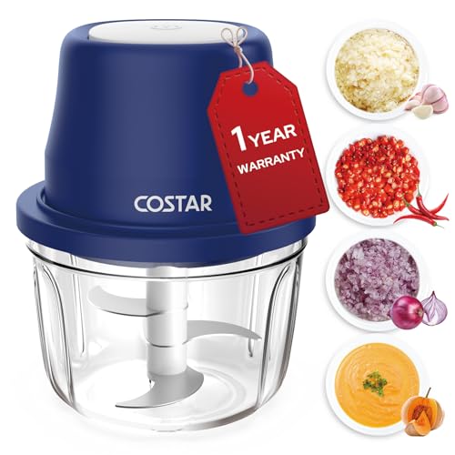 COSTAR 350Ml Rechargeable Mini Electric Chopper- 304 Stainless Steel Blades Food Processor For Kitchen,German Design,One Touch Operation,1 Year Warranty,Ideal For Mincing Ginger,Onion,Meat,45 Watts