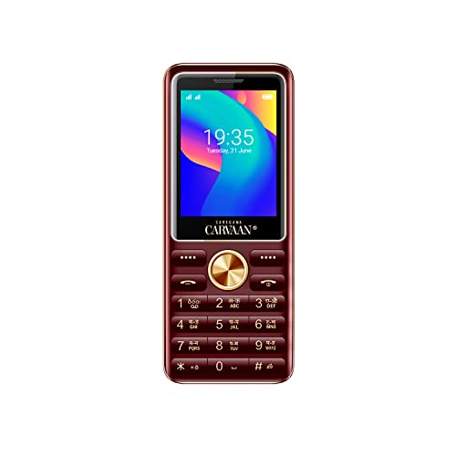 Carvaan Saregama M21 Keypad Mobile Phone - 1500 Pre-Loaded Hindi Songs, Dual Sim, 2.4 Inch Screen, 2500 mAh Battery, 2 GB Free Memory Space, Wireless FM, Bluetooth, Rear VGA Camera | Metallic Red
