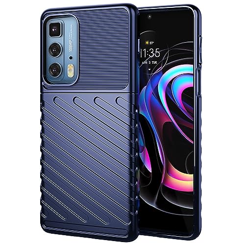 Casotec Basic Case for Motorola Edge 20 Pro 5G (Carbon Fiber_Blue)