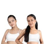 DChica Uniform Bras for Girls, (Pack of 2) Solid Cotton Non-Padded Full Coverage Seamless Everyday Non-Wired Gym Bra with Adjustable Thin Strap, Training Bra for Teenager