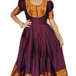 DRIJHA Girl's Banarasi Silk Model Maxi Long Dress for Girls Traditional Full Length Anarkali Long Frock for Kids Fullstitched Gown