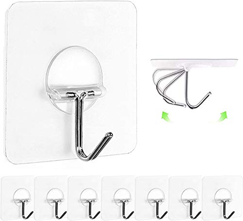 Dargoba Adhesive Wall Hook 20 Pack, wall hooks for hanging strong, Heavy Duty Sticky Hooks for Hanging, Transparent Reusable Waterproof Adhesive Hooks for Wall, Stick-on Hook for Wall Hangers, Bedroom, Bathroom, Kitchen Accessories Items