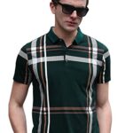 EYEBOGLER Men's Trendy Polo Neck Half Sleeves Regular Fit Checkered T-Shirt