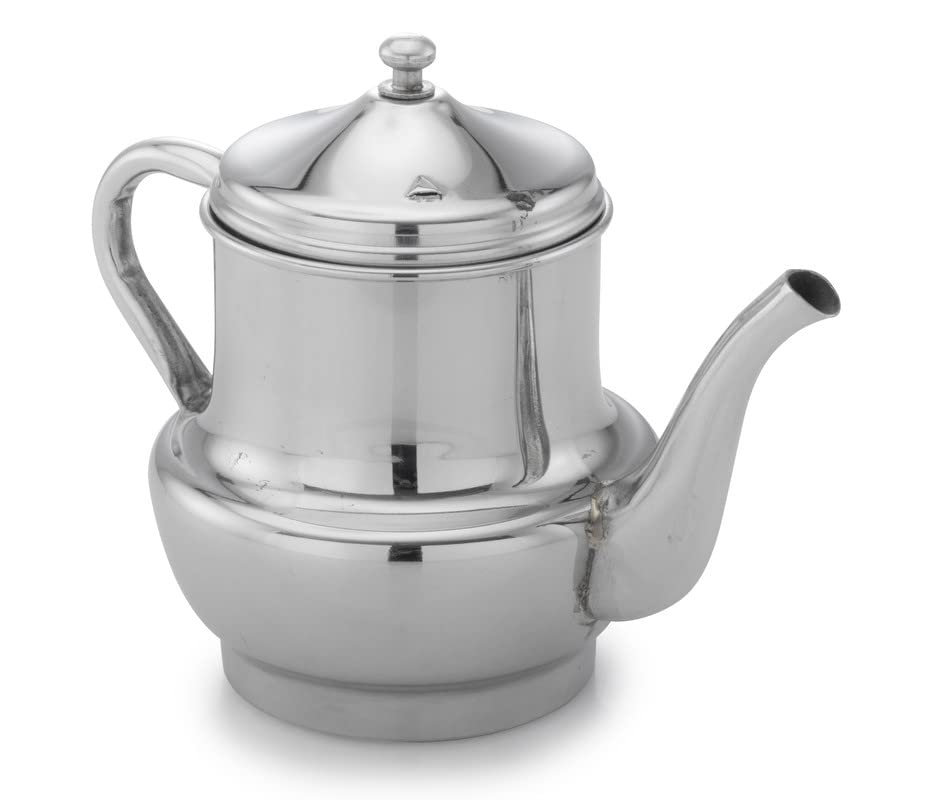 Expresso Stainless Steel Tea Serving Pot with Handle - Polished Coffee/Teapot with Lid, Silver, Hygienic, Robust and Corrosion Resistant, Strong and Sturdy, Spill Proof Pouring, 600 ml_Fiesta