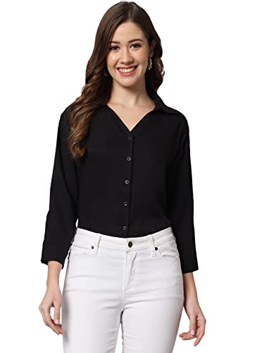 FUNDAY FASHION Women Regular Fit Solid V Collered Casual Shirt