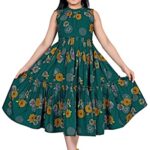 Fashion Dream Girl’s Crepe Calf Length Readymade Ruffle Dresses