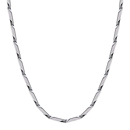 Fashion Frill Men's Double Coated Popular Stainless Steel Silver Chain For Men Boys Girls Stylish Necklaces Silver Chain Anniversary Love Gift For Husband Unisex Chains 22 Inches