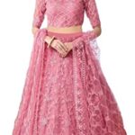 Girl's Net Semi-Stitched Lehenga Choli (Kids_PINK_Free Size)