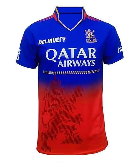 HIE-T Polyester RCB Cricket Team Half Sleeve Jersey Tshirt for Men Women Kids