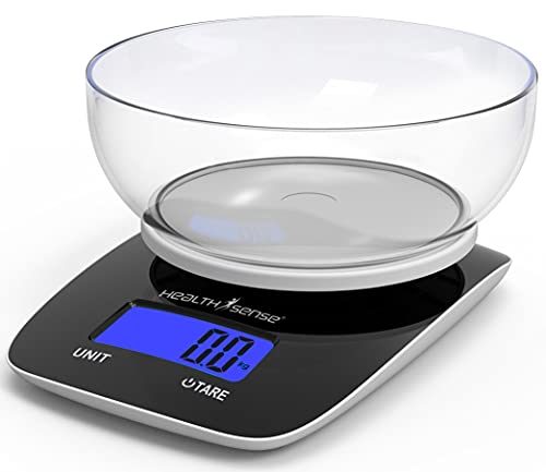 HealthSense Chef-Mate KS 33 Digital Kitchen Weighing Scale & Food Weight Machine for Health, Fitness, Home Baking & Cooking with Free Bowl, 1 Year Warranty & Batteries Included