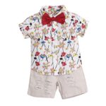 Hopscotch Boys Animal Print Shirt And Shorts Set In Multi Color