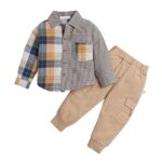 Hopscotch Boys Multicolor Cotton and Polyester Checkered Shirt And Jogger Set