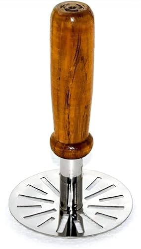 IDELLA Stainless Steel Pav Bhaji Masher | Vegetable/Potato/Pav Bhaji Masher Pressure with Strong Wooden Handle for Kitchen