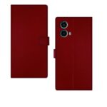 Inktree Motorola G34 5G Flip Cover | Premium Leather Finish Flip Cover |Complete Protection Flip Cover for Motorola G34 5G - Mehroon Red