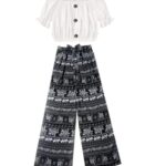 JULLY Girl's Designer Fusion Wear Crop Top and Striped Plazo Set