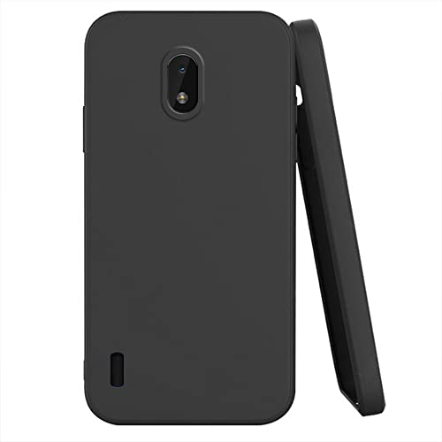 Knotyy Ultra Soft Rubberised Back Cover for Nokia C01 Plus | Inner Velvet Fabric Lining | Matte Silicone Flexible |Raised Bumps for Camera & Screen Protection Back Case Cover - Black