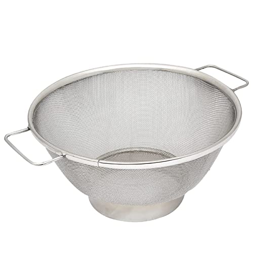 Kuber Industries Small Stainless Steel Colander Strainer Drainer with Handle (Silver), Standard, (49KM0113),20L x 20W x 8H Centimeters