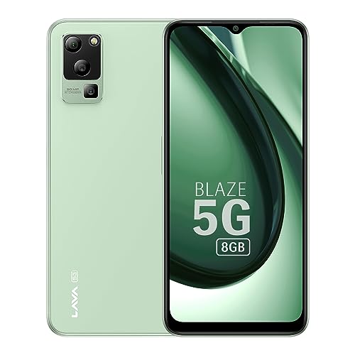 Lava Blaze 5G (Glass Green, 8GB RAM, UFS 2.2 128GB Storage) | 5G Ready | 50MP AI Triple Camera | Upto 16GB Expandable RAM | Charger Included | Clean Android (No Bloatware)