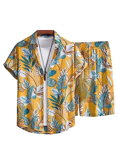 Leriya Fashion Unisex Night Dress || Rayon Palm Tree & Leaf Printed Night Suit Set || Summer Wear Short Pajama Set || Pajama Shorts Night Suits Set || Short Sleeve Night Wear