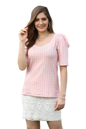 Leriya Fashion Women Printed Slub Rayon Top with Half Sleeves for Office Wear, Western Top