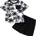 Lofn Stylish Printed Kids Clothing Sets baby boy dress baby girl dress (KDST68-WHBL)