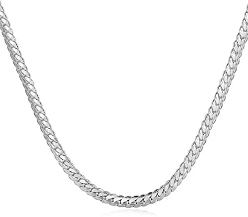 MEENAZ Fashion jewellery Silver Platinum Stainless Steel Spiga/Wheat Chains Neck Chain Necklace for Men Boys Boyfriend gents man women girls stylish (Silver)