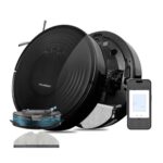 MILAGROW BlackCat23,2-in-1 Robotic Vacuum Cleaner with Mopping,2200 Pa Strong Suction,2600 mAh Battery Covers Upto 2000 Sq. Ft. Area,App Enabled,Ideal for All Hard Floors & Carpets